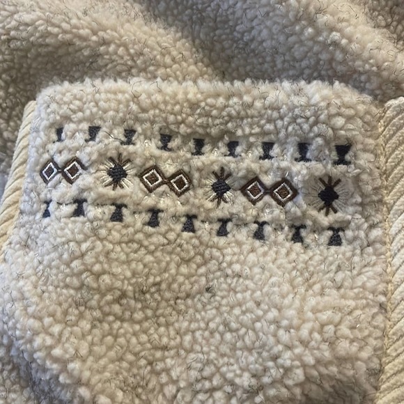 Vintage Tutor Court Reversible Fair Isle Sherpa Like Coat Women's Size Large - Picture 3 of 9